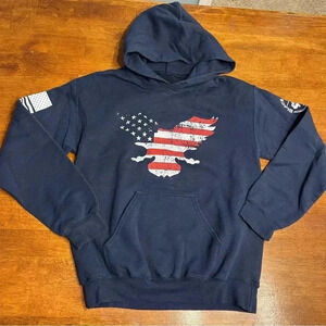 Black Hawk Style navy eagle American flag hoodie sweatshirt size adult small